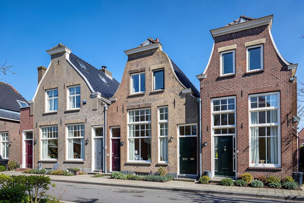 Opgeleverde nieuwbouwwoningen met bakstenen gevels