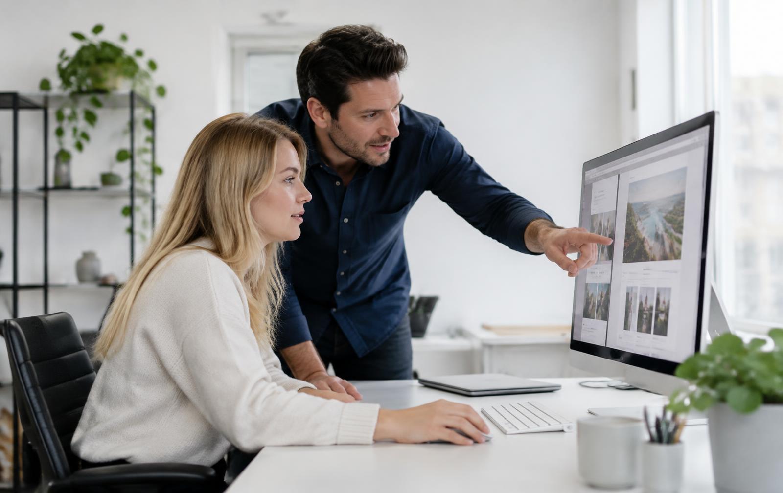 Ontwerper van Web Bouwers werkt aan het ontwerp van een nieuwe zakelijke website